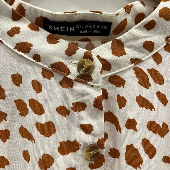 Shein Animal Print Short Sleeve Button Down Maxi Dress - Picture 4 of 6